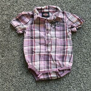 FINAL SALE 3/31/26 Harley Davidson Motorcycles Plaid Onesie,Size 0-3 Months